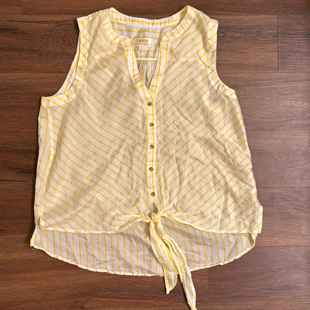 Maeve By Anthropologie Yellow And White Striped Top